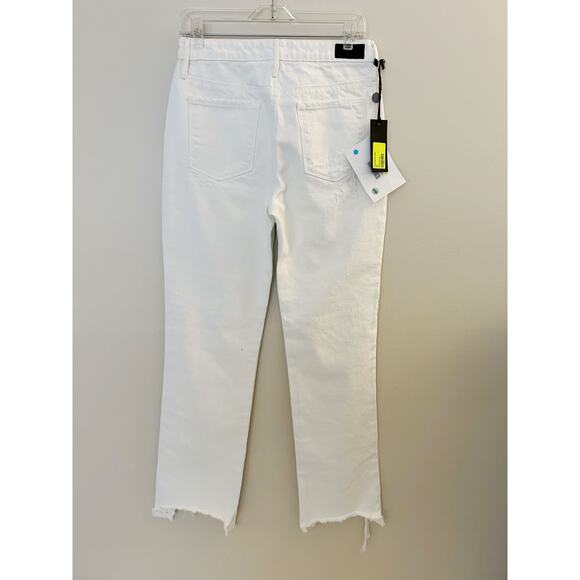 NWT RtA Luke High Rise Destroyed Hem Straight Leg Jeans Ivory Size 27 - Picture 6 of 10
